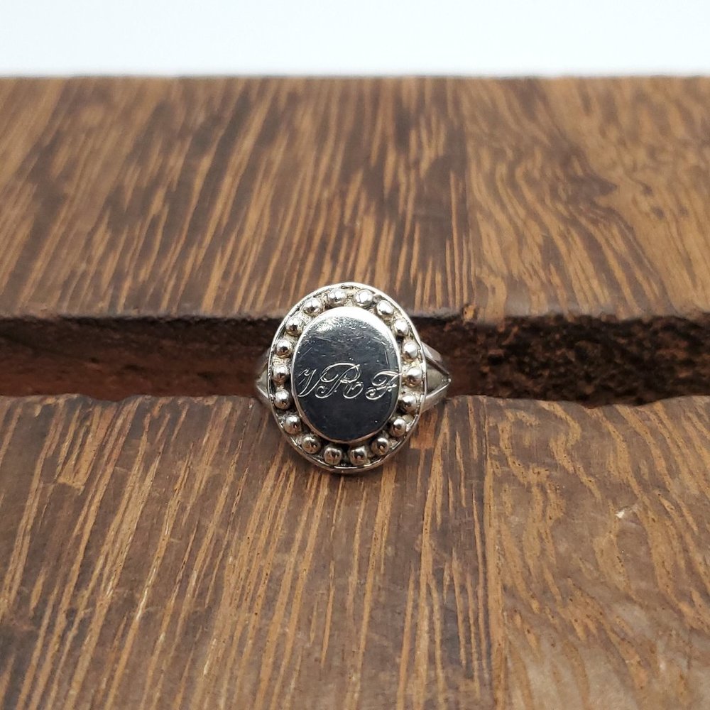 Size 6.75 925 Sterling Silver VRF Initials Name Ring